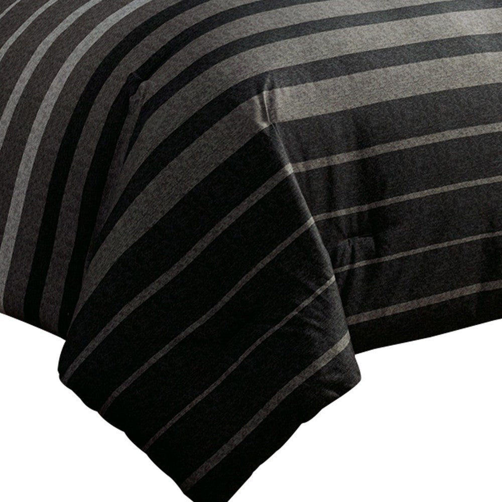 10 Piece King Polyester Comforter Set with Striped Details