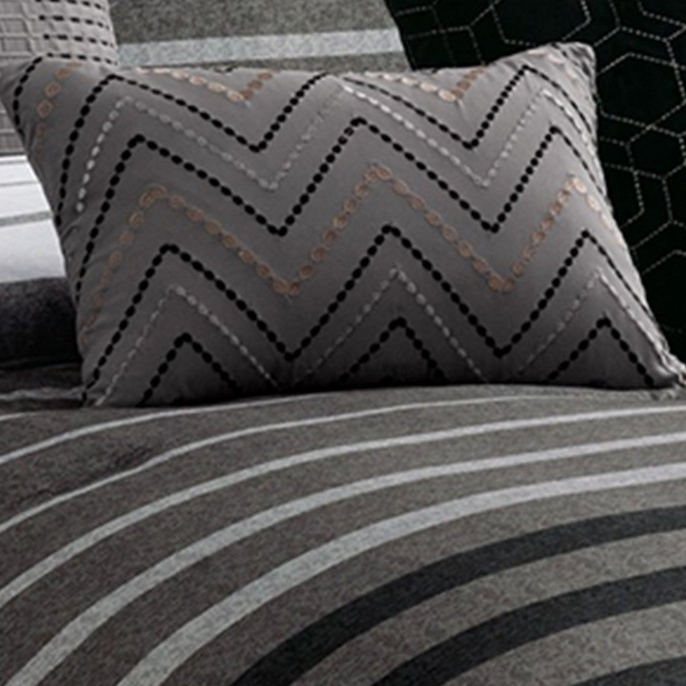 10 Piece King Polyester Comforter Set with Striped Details