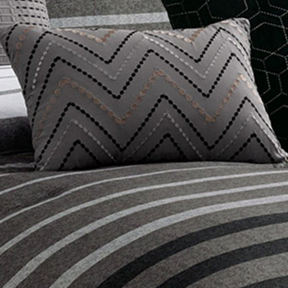 10 Piece King Polyester Comforter Set with Striped Details