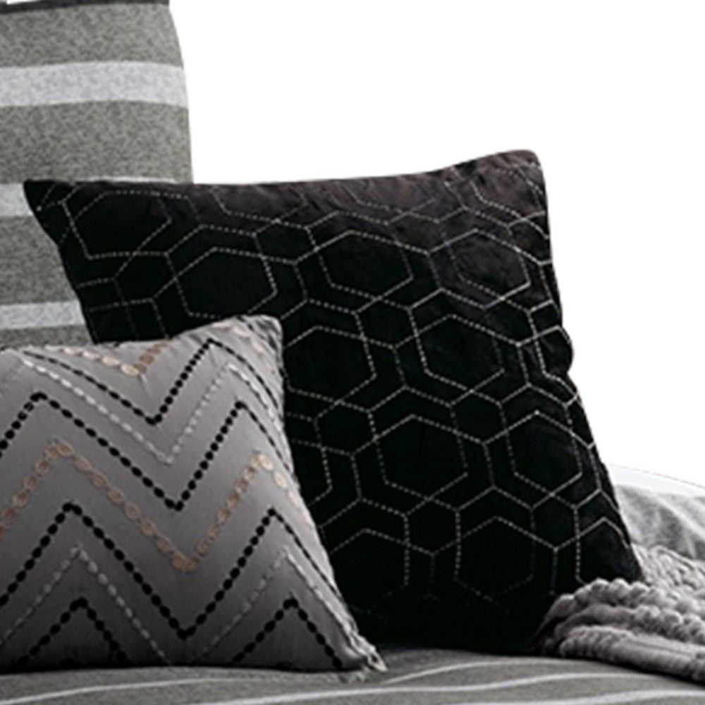 10 Piece King Polyester Comforter Set with Striped Details