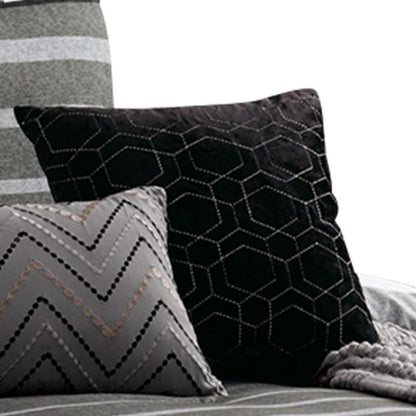 10 Piece King Polyester Comforter Set with Striped Details