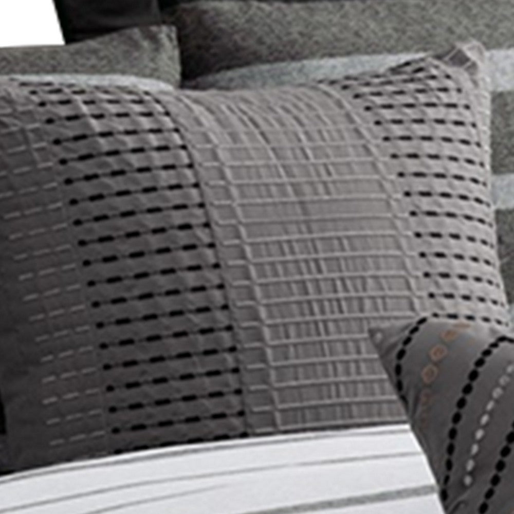 10 Piece King Polyester Comforter Set with Striped Details