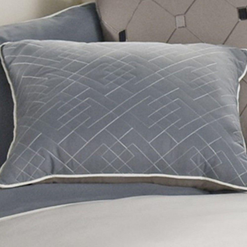 7 Piece King Polyester Comforter Set with Geometric Design, Blue, Tan