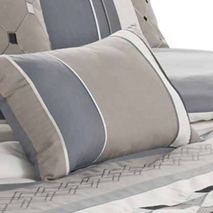 7 Piece Queen Polyester Comforter Set with Geometric Design