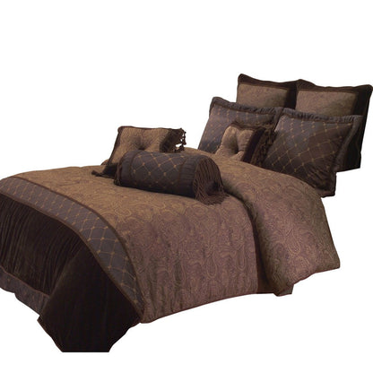 10 Piece King Polyester Comforter Set with Paisley Pattern Design