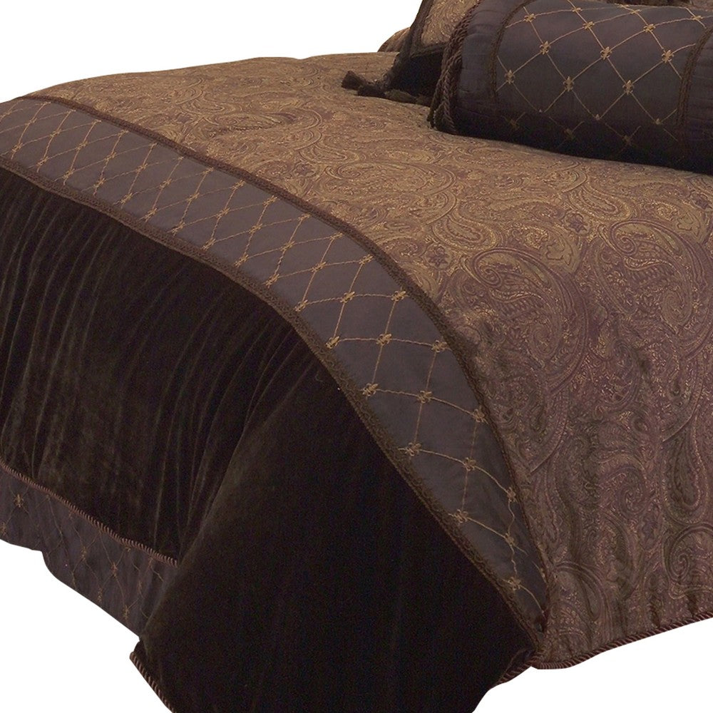 9 Piece Queen Polyester Comforter Set with Paisley Pattern Design