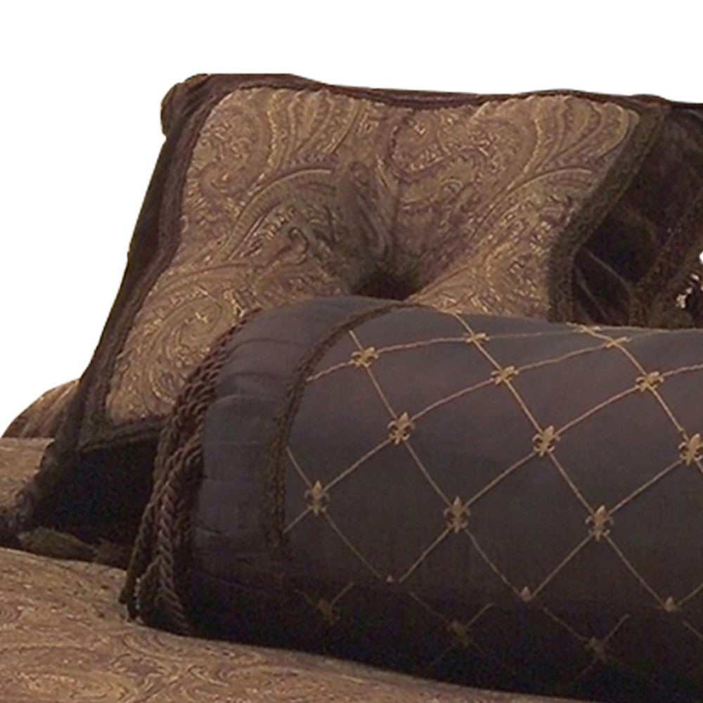 9 Piece Queen Polyester Comforter Set with Paisley Pattern Design