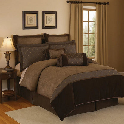 9 Piece Queen Polyester Comforter Set with Paisley Pattern Design
