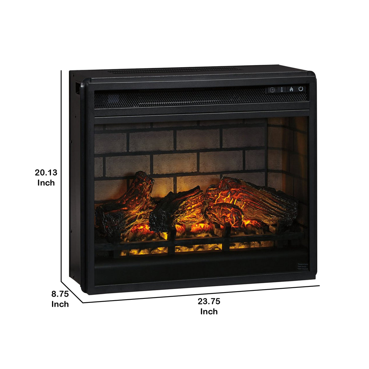 23.75 Inch Metal Fireplace Inset with 7 Level Temperature Setting