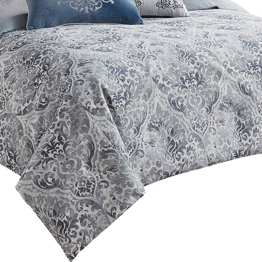 9 Piece Queen Polyester Comforter Set with Damask Prints