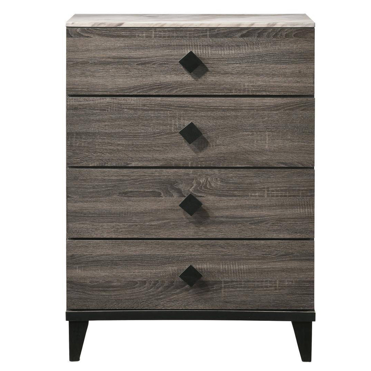 4 Drawer Wooden Chest with Grains and Angled Legs, Gray — Chic Home-Decor