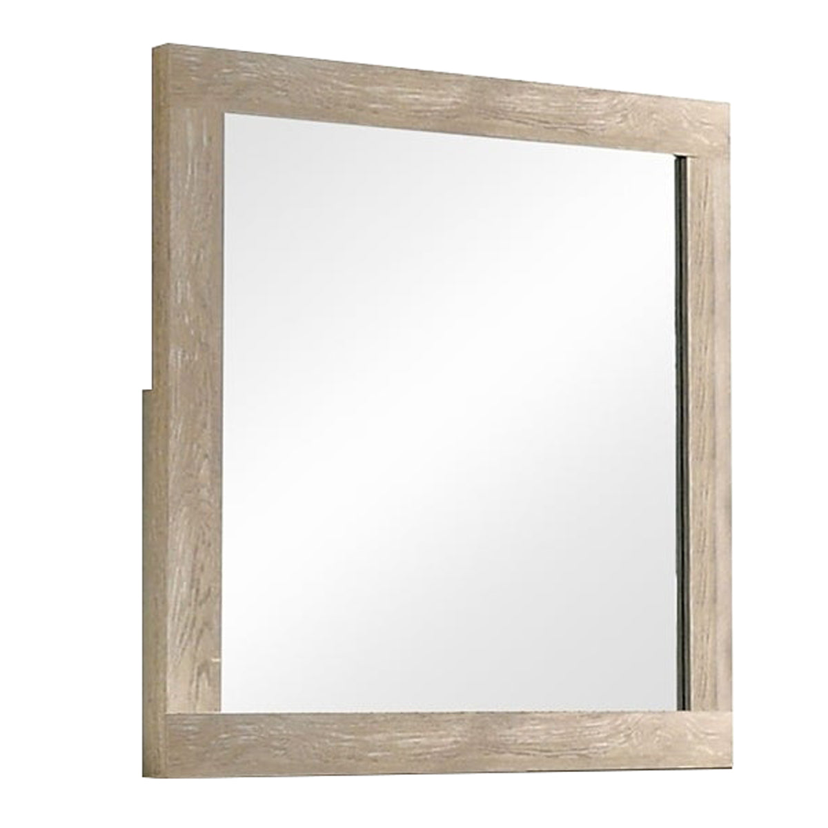 Transitional Style Grained Wood Encased Square Mirror, Cream — Chic Home-Decor