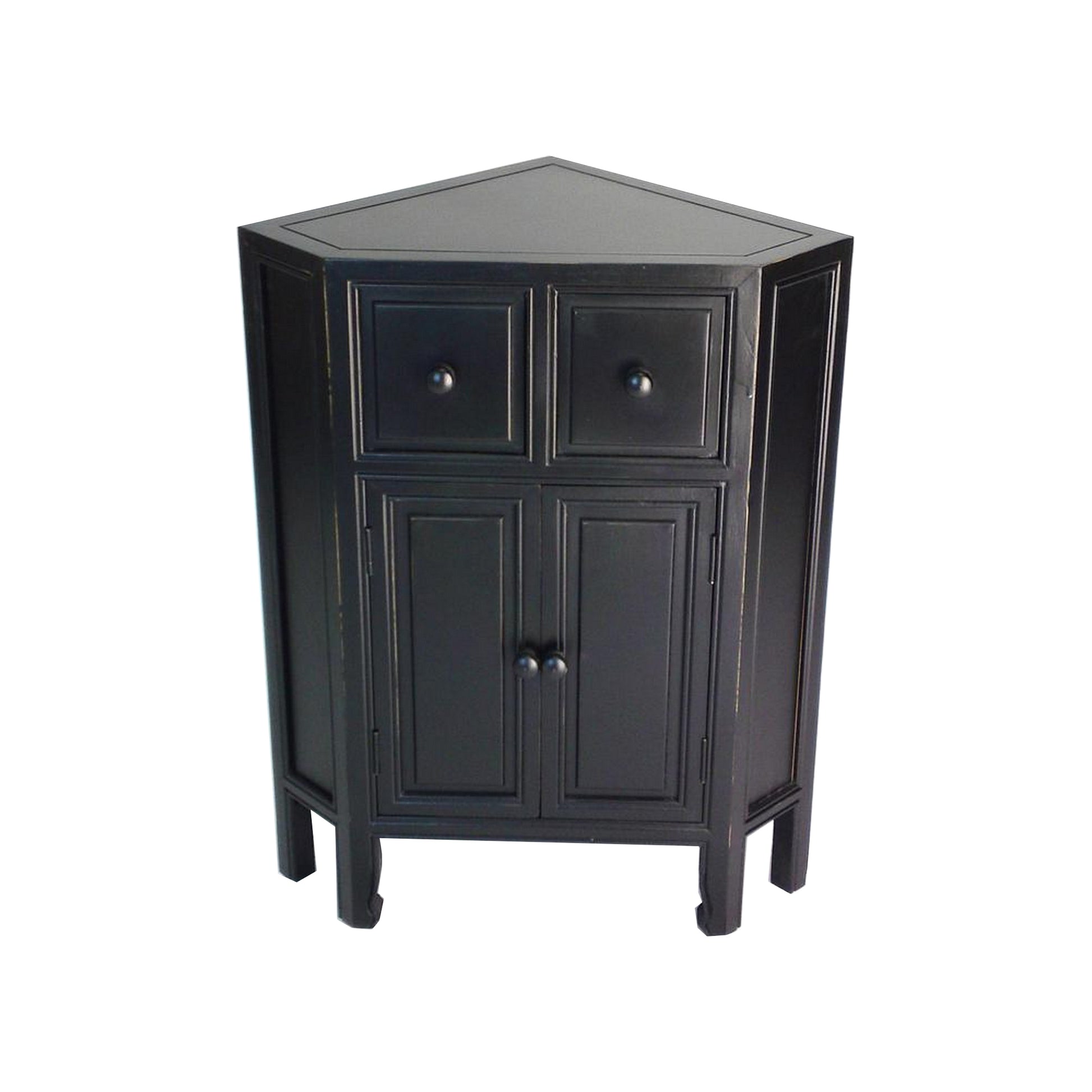 30 Inch Wooden 2 Door Corner Cabinet with 2 Drawers, Black — Chic Home-Decor