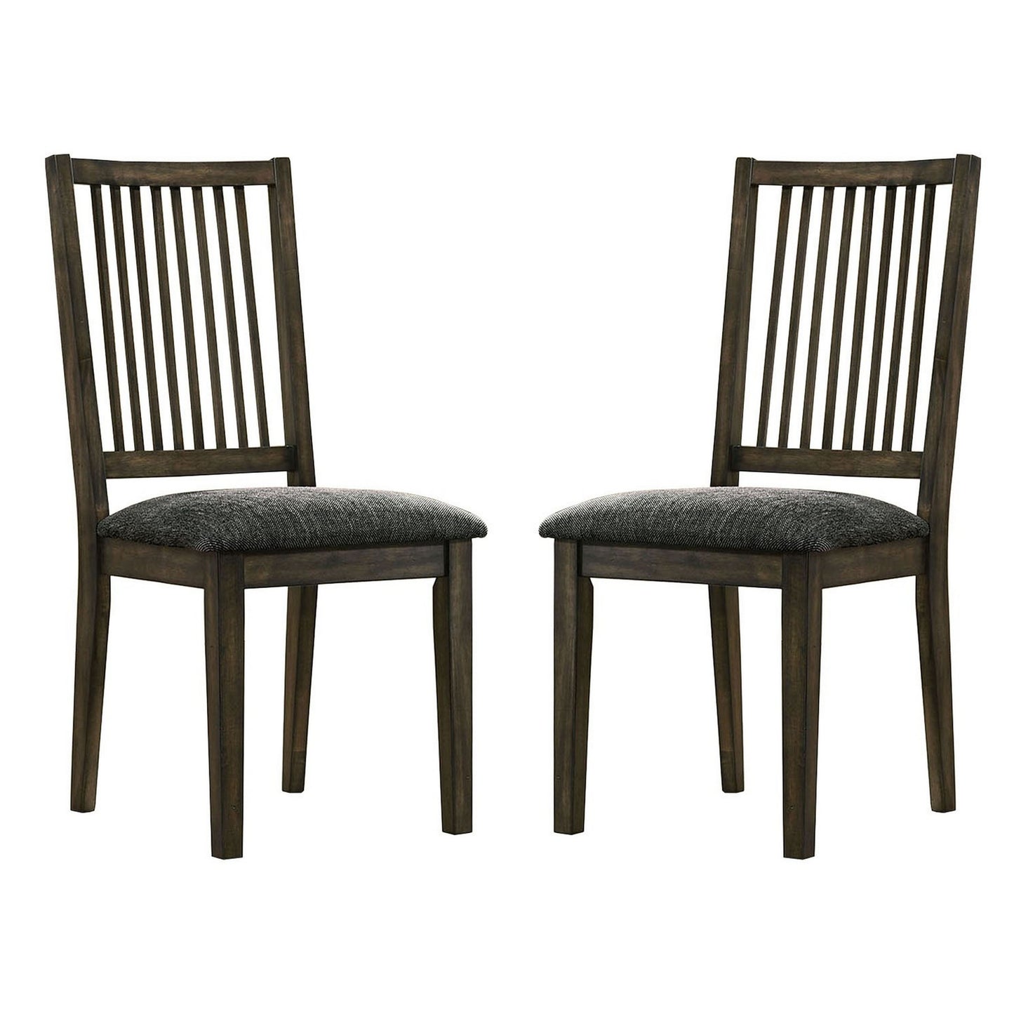 Curved Slatted Back Wooden Side Chair, Set of 2, Brown — Chic Home-Decor