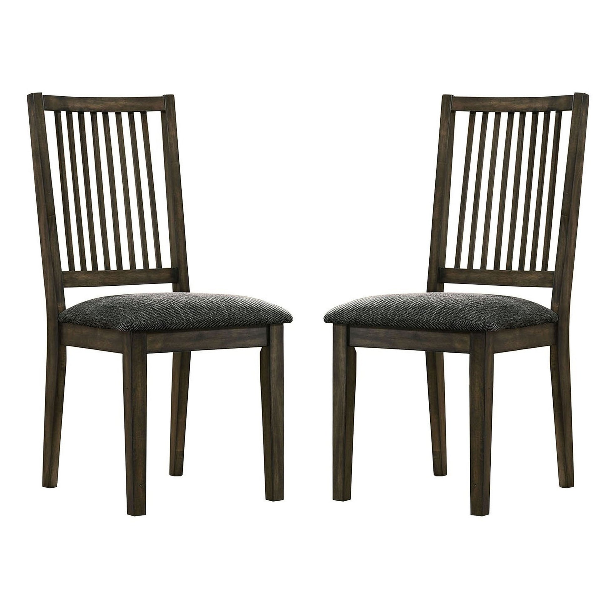 Curved Slatted Back Wooden Side Chair, Set of 2, Brown — Chic Home-Decor