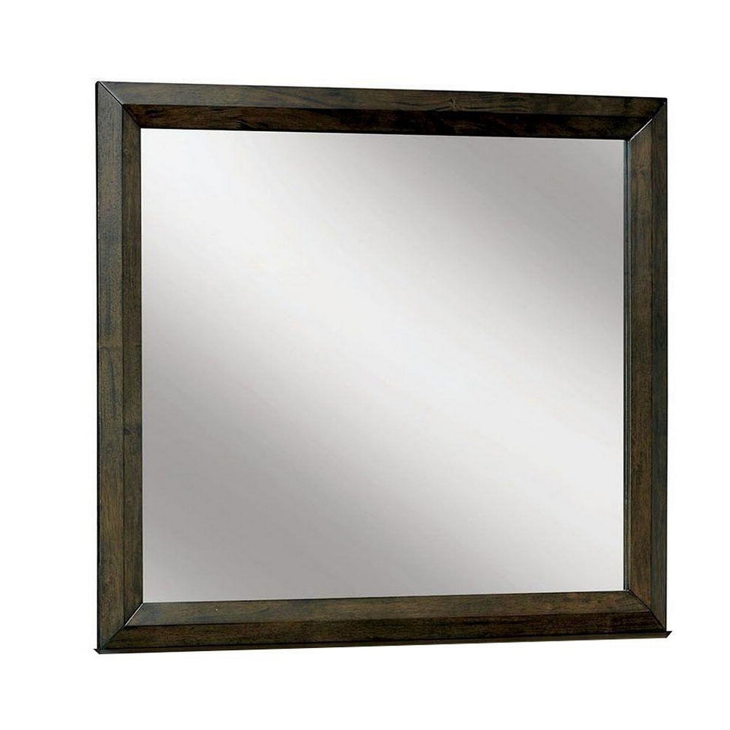 Rectangular Wooden Frame Mirror with Dual Tone Look, Brown — Chic Home-Decor