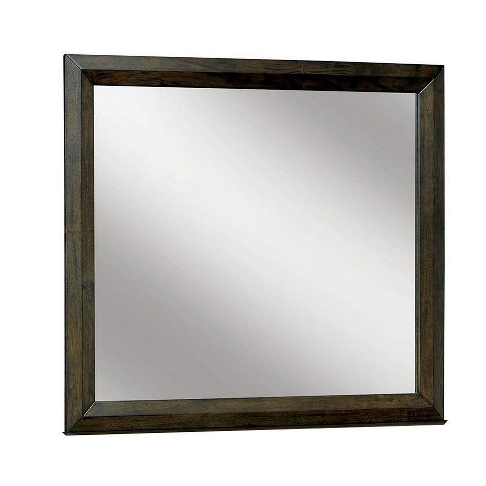 Rectangular Wooden Frame Mirror with Dual Tone Look, Brown — Chic Home-Decor