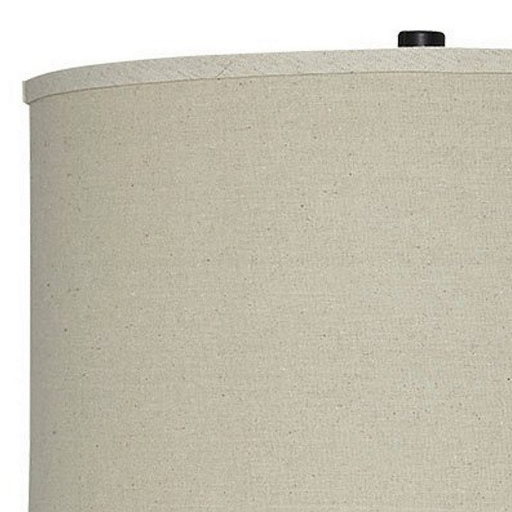 Drum Shade Table Lamp with Glass Insert Base, Bronze