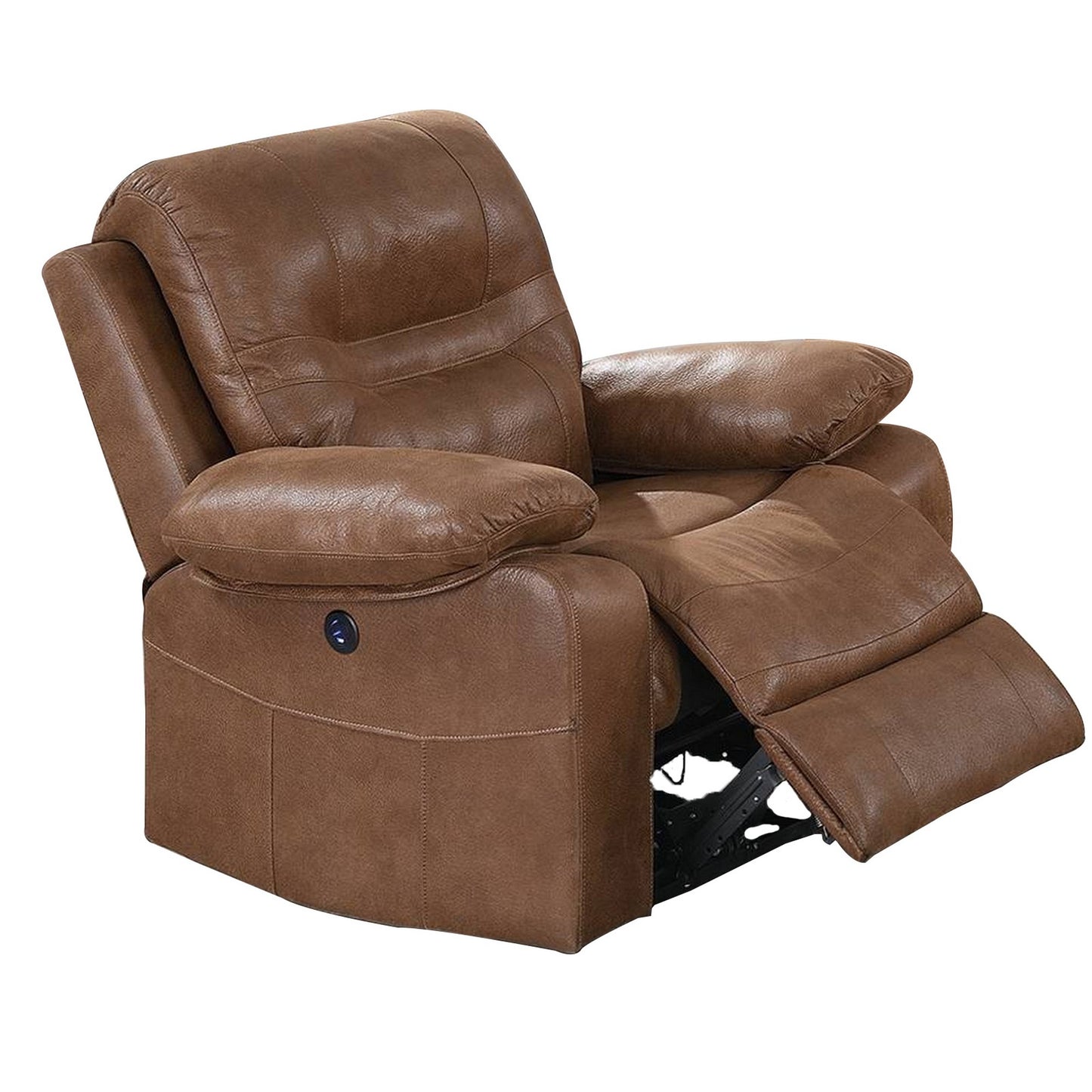 41 Inch leatherette Reclining Chair with USB Port, Brown — Chic Home-Decor