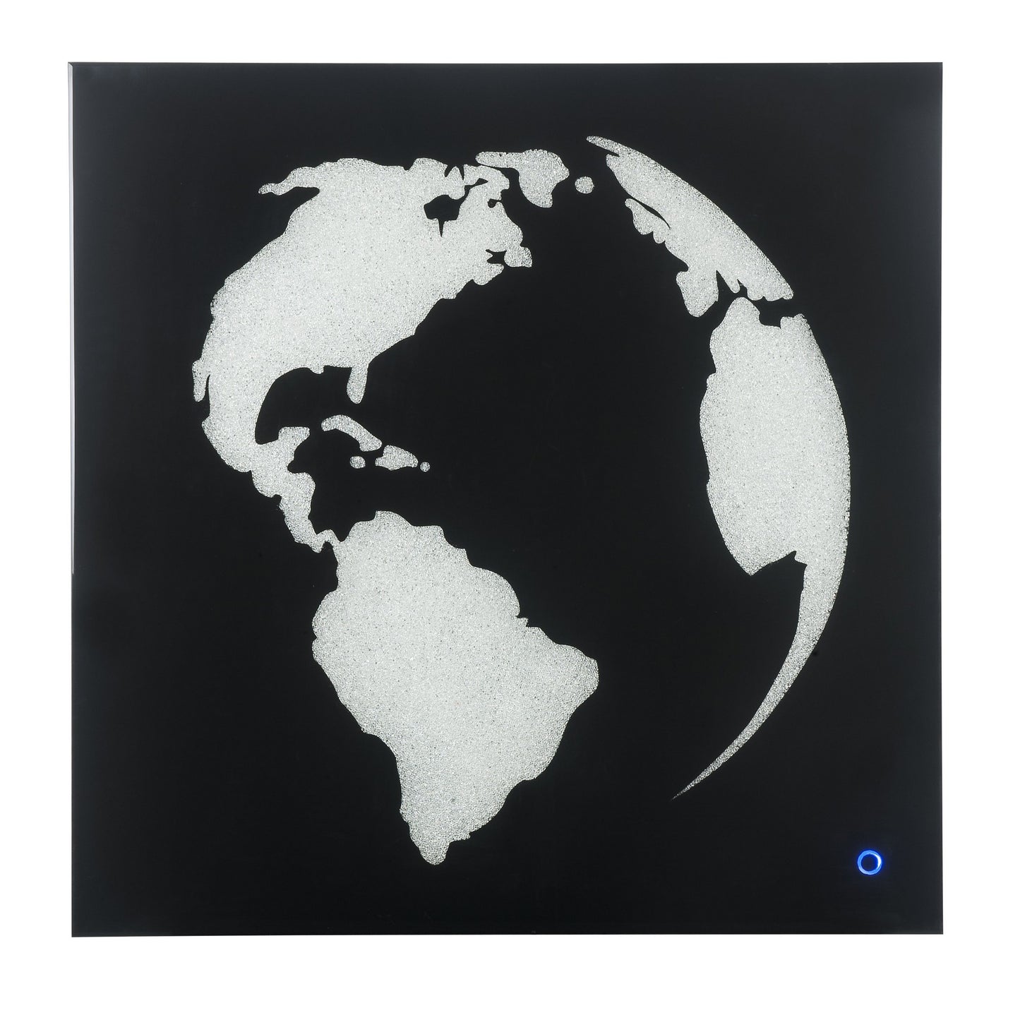 Rectangular World Wall Art with LED, Black and Silver — Chic Home-Decor