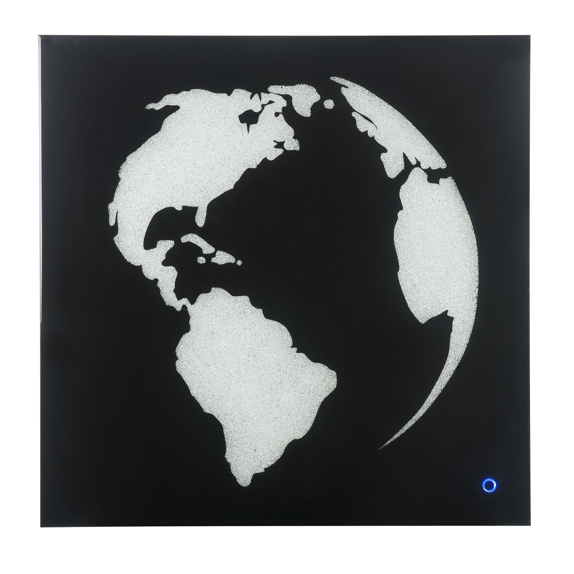 Rectangular World Wall Art with LED, Black and Silver — Chic Home-Decor
