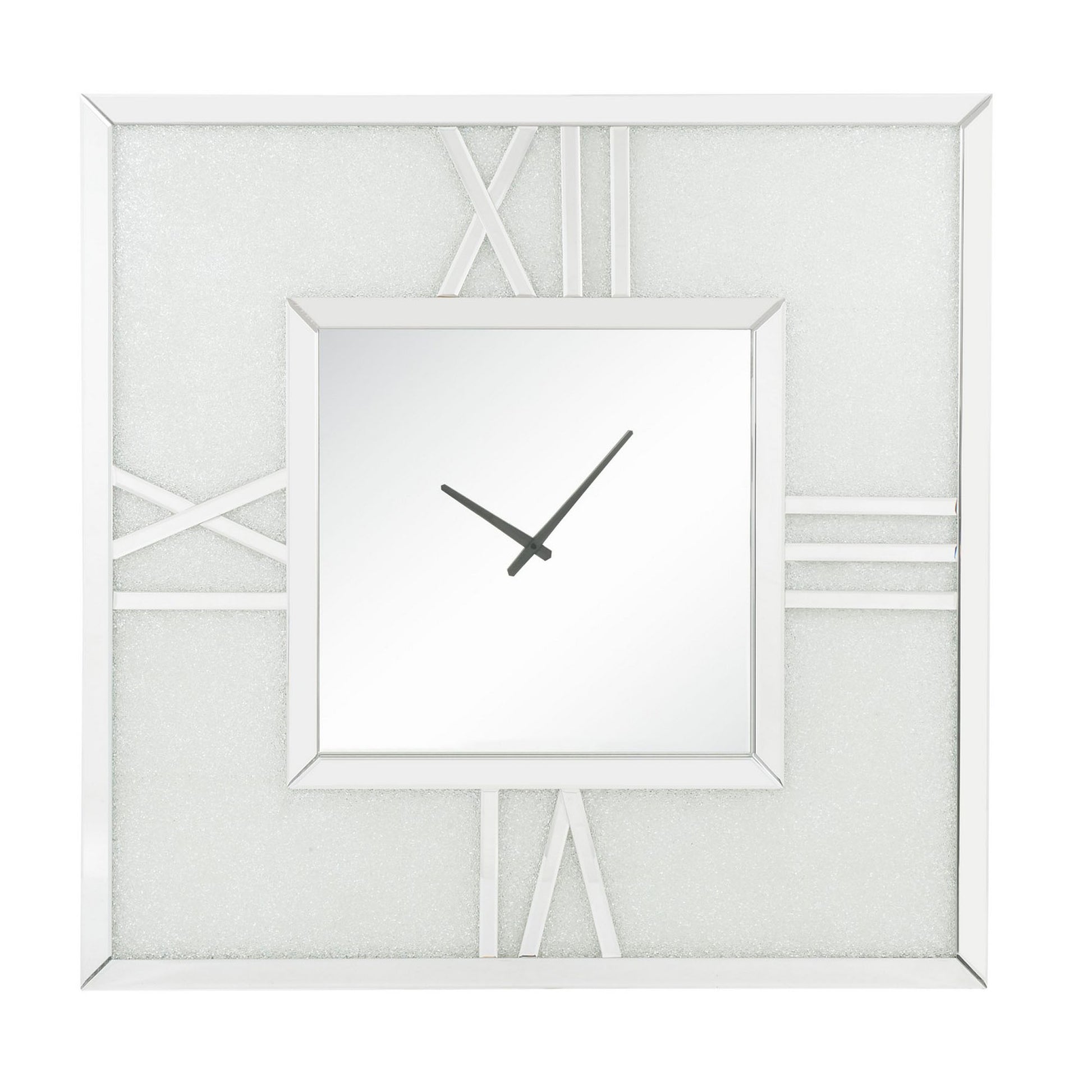 Analog Wall Clock with LED Light and Faux Gem Inlay, Silver — Chic Home-Decor