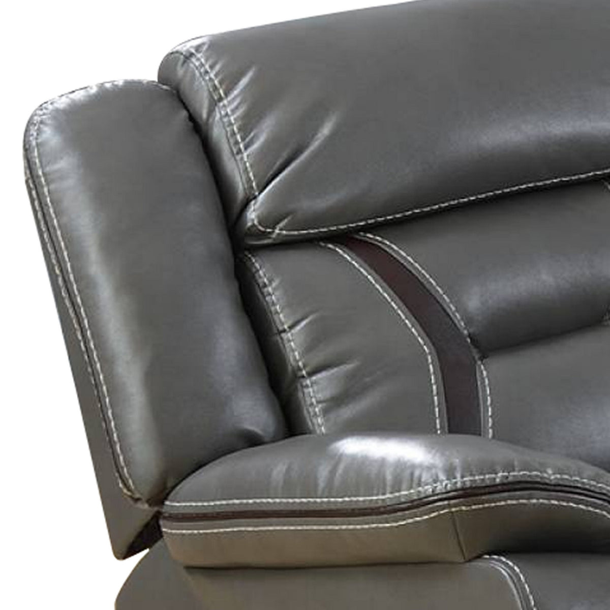 37 Inches Leatherette Glider Recliner with Pillow Arms, Gray