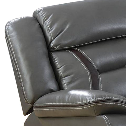 37 Inches Leatherette Glider Recliner with Pillow Arms, Gray