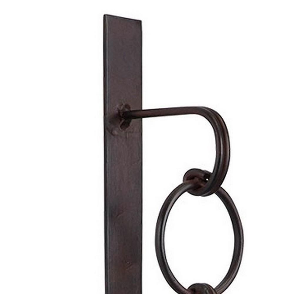 Metal Wall Sconce with Glass Hurricane and Chain Design Holder, Black
