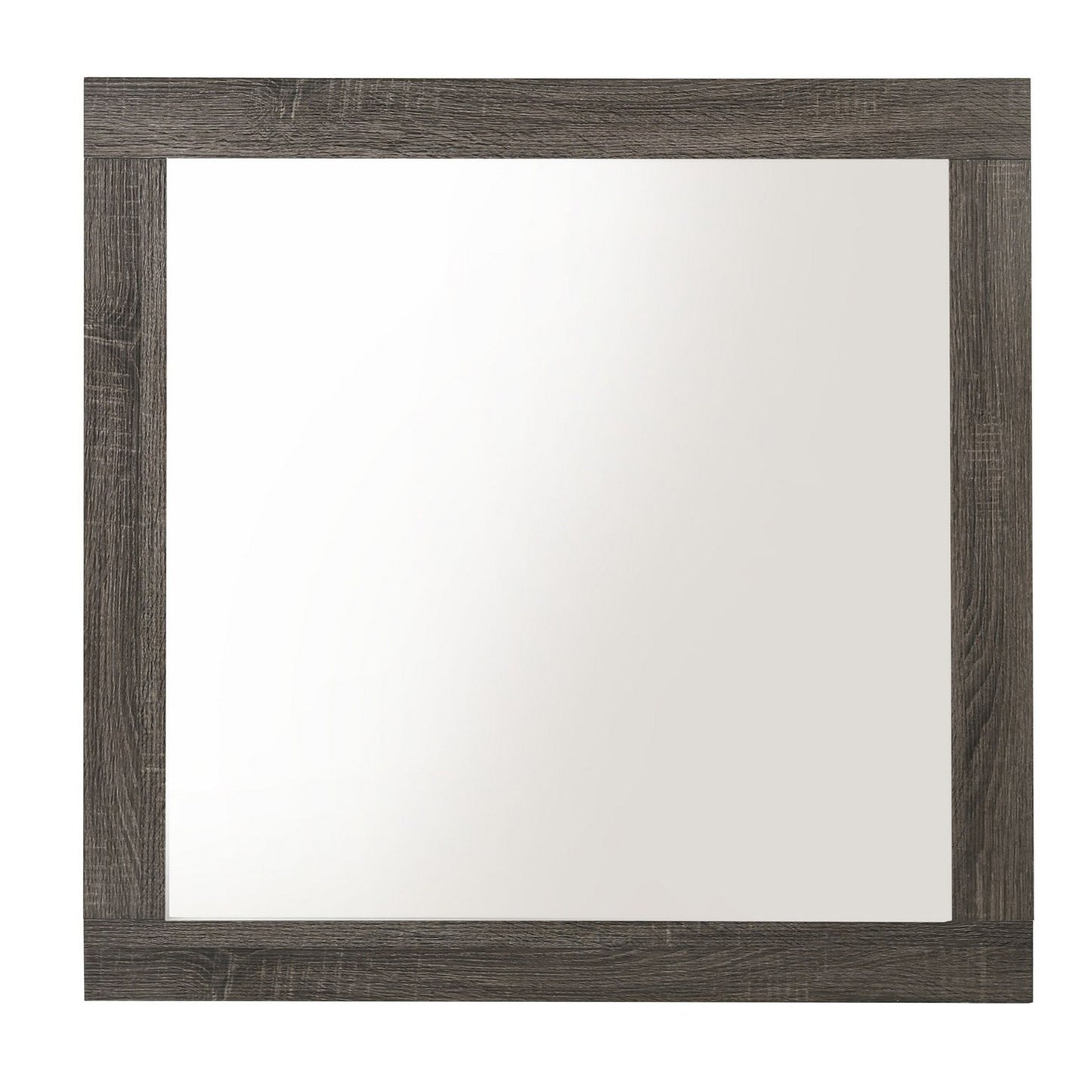 Transitional Style Rectangular Mirror with Natural Wood Grain Details, Gray — Chic Home-Decor