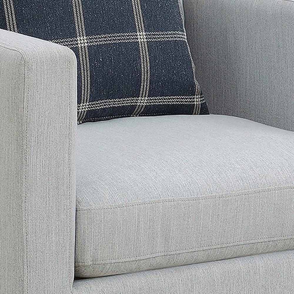 Fabric Upholstered Arm Chair with Reversible Cushions and Pillows