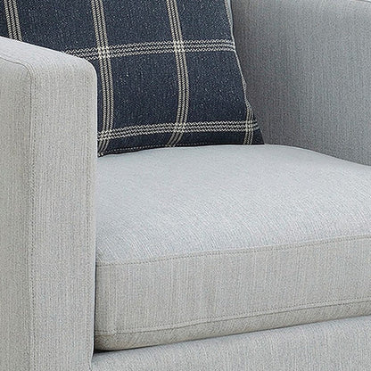 Fabric Upholstered Arm Chair with Reversible Cushions and Pillows