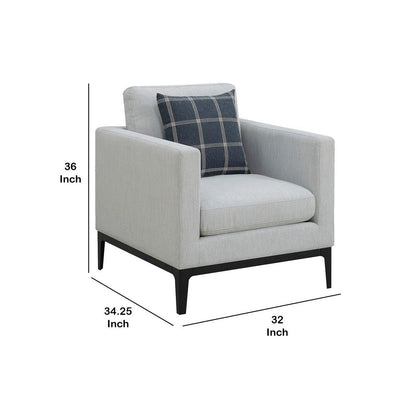 Fabric Upholstered Arm Chair with Reversible Cushions and Pillows