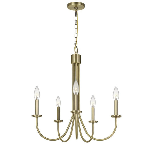 Metal Chandelier with 5 Candelabra Holders, Gold