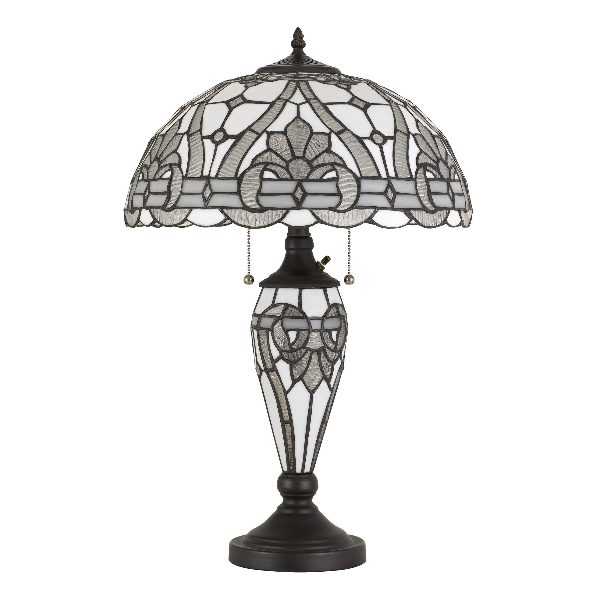Glass Table Lamp with Umbrella Shade and Pull Chain Switch, Gray — Chic Home-Decor