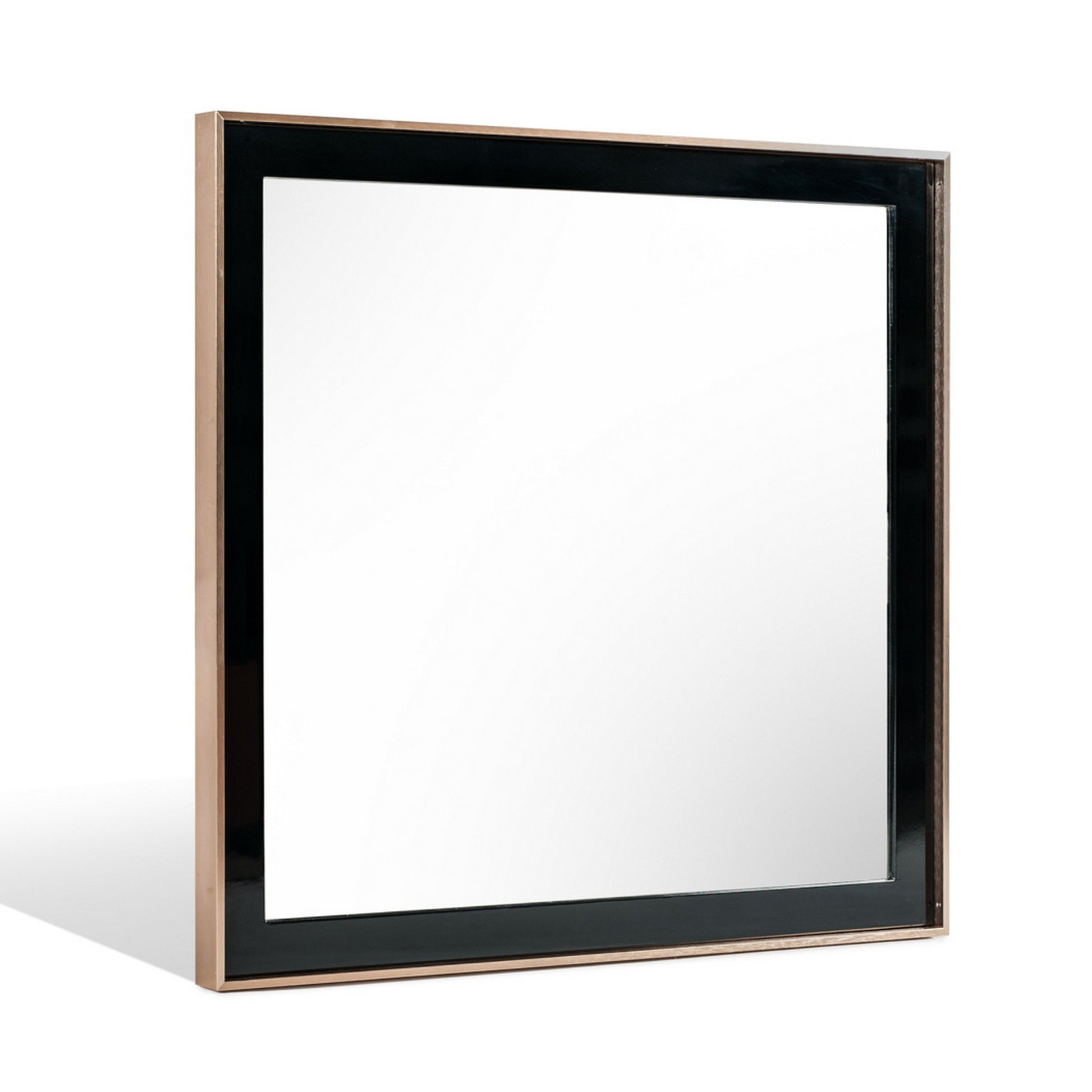 Dual Tone Stainless Steel Frame Wall Mirror, Black and Gold — Chic Home-Decor
