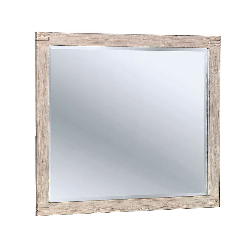 44 Inch Rectangular Rustic Wooden Frame Mirror, Brushed White — Chic Home-Decor