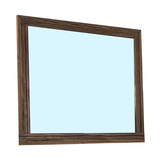 39 Inch Mirror with Rectangular Wooden Frame, Brown — Chic Home-Decor