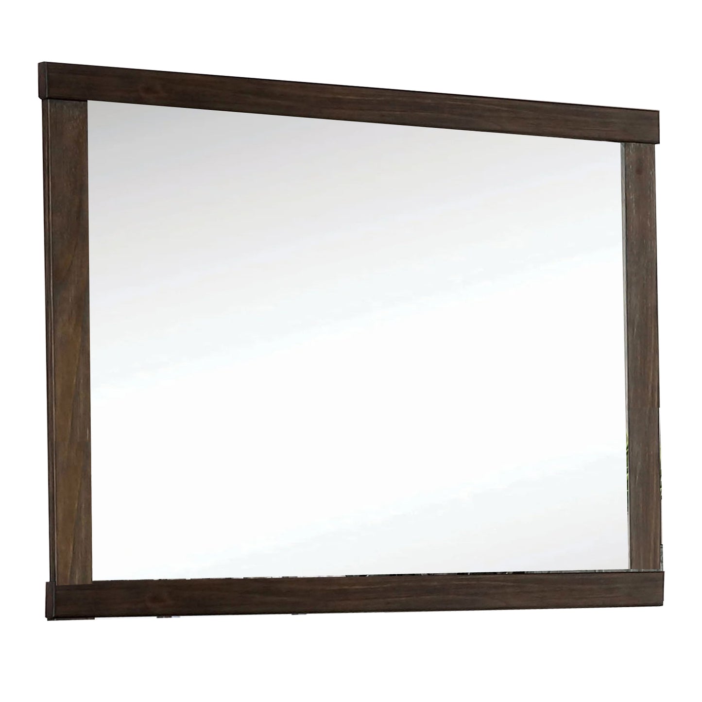 37 Inch Mirror with Rectangular Wooden Frame, Brown — Chic Home-Decor