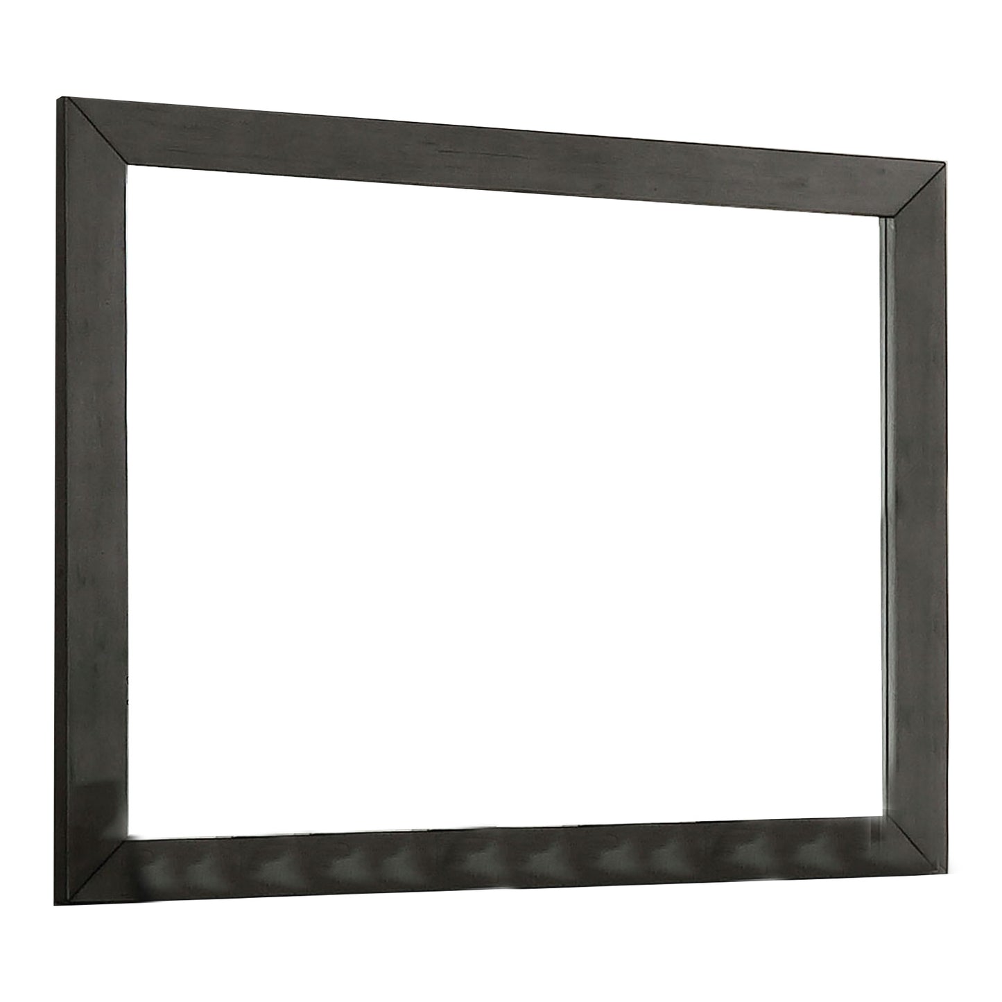 39 Inch Mirror with Rectangular Wooden Frame, Dark Gray — Chic Home-Decor