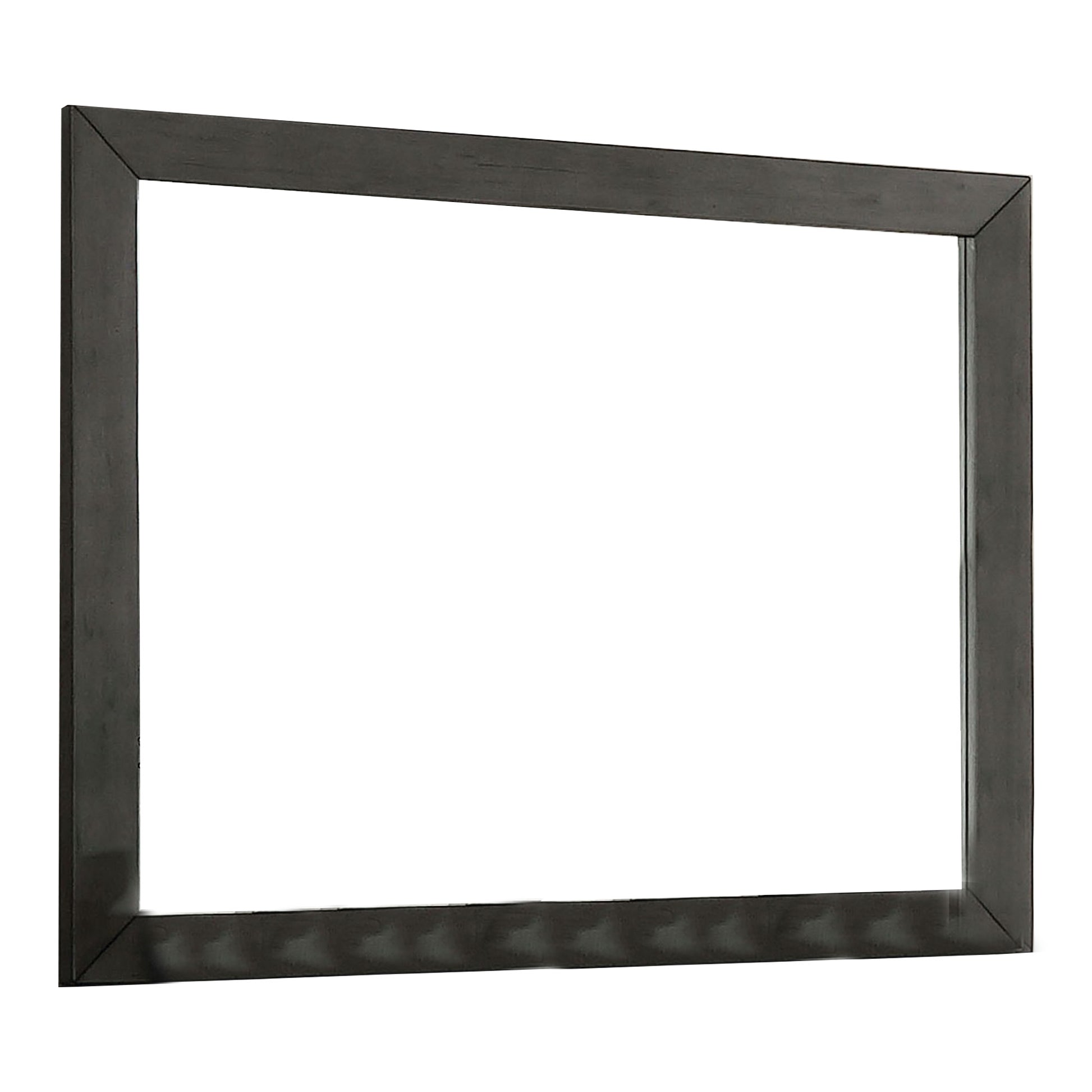 39 Inch Mirror with Rectangular Wooden Frame, Dark Gray — Chic Home-Decor