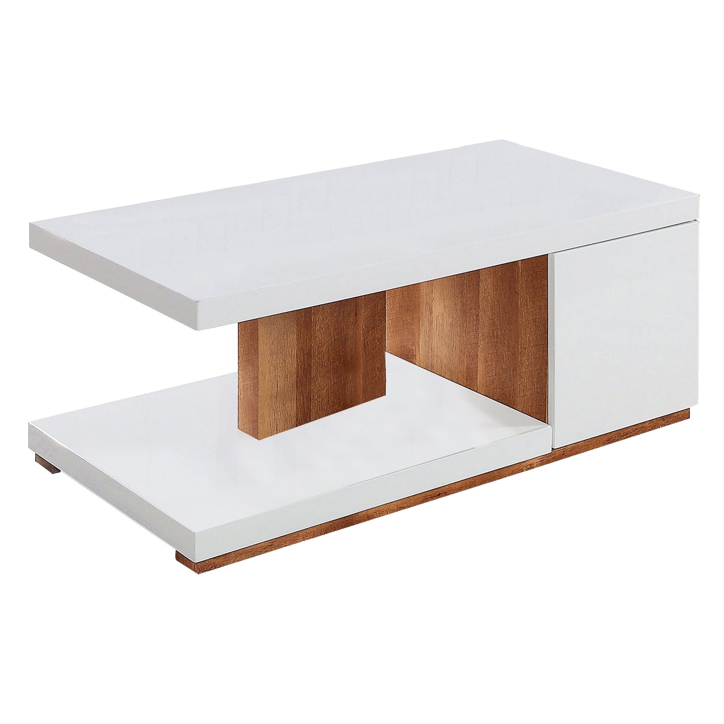 Replicated Wooden Base Coffee Table with 1 Open Shelf, White and Brown — Chic Home-Decor