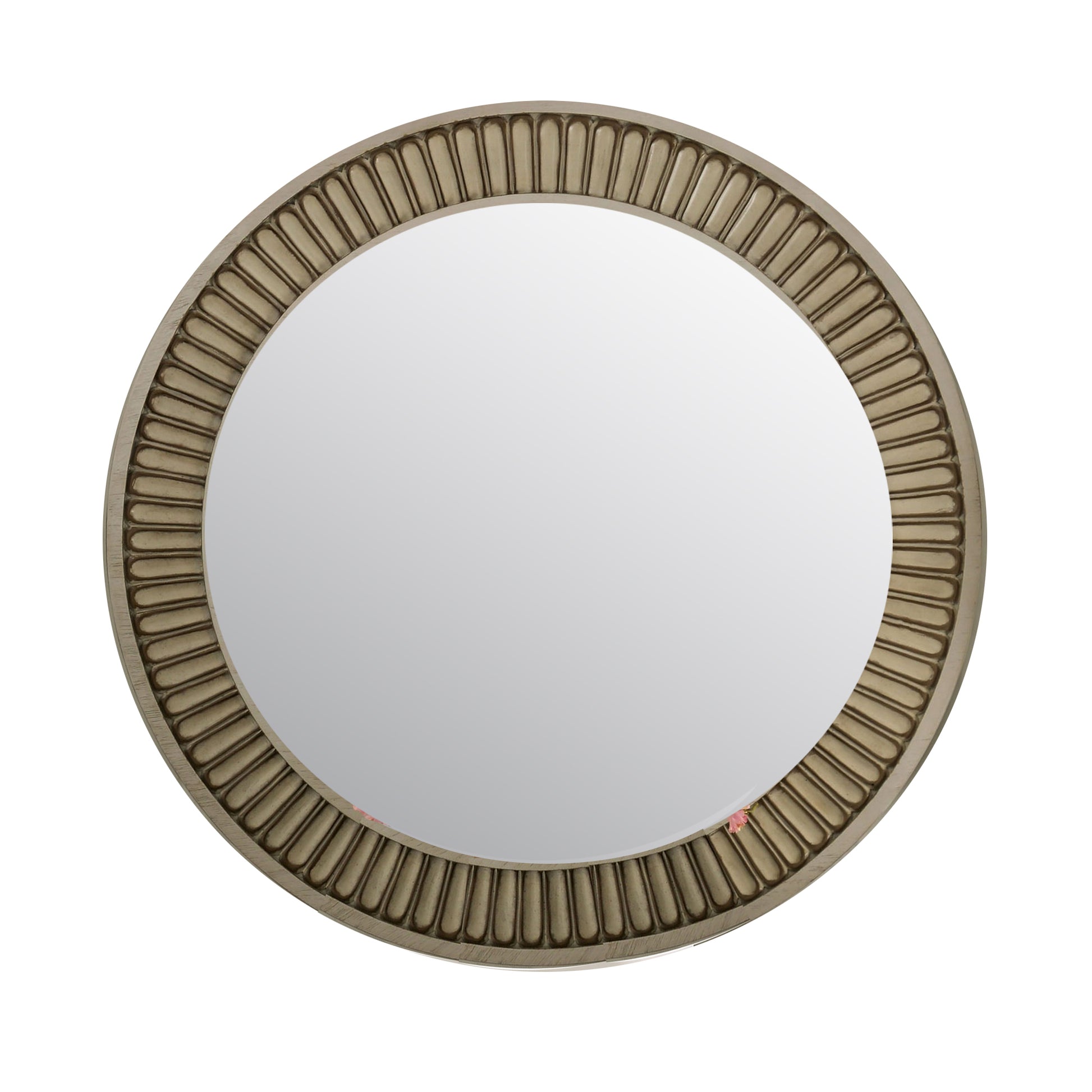 Traditional Style Round Mirror with Decorative Trim Edges, White — Chic Home-Decor