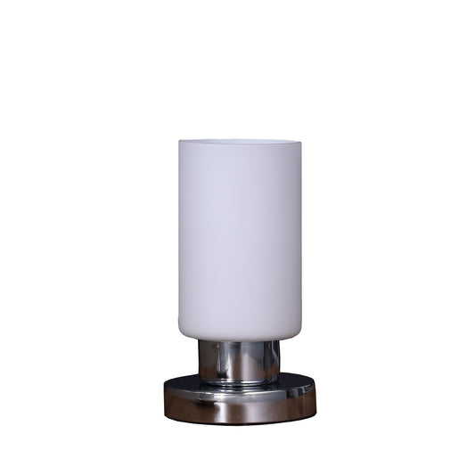 Cylindrical Glass Shade Table Lamp with Touch Switch, White — Chic Home-Decor
