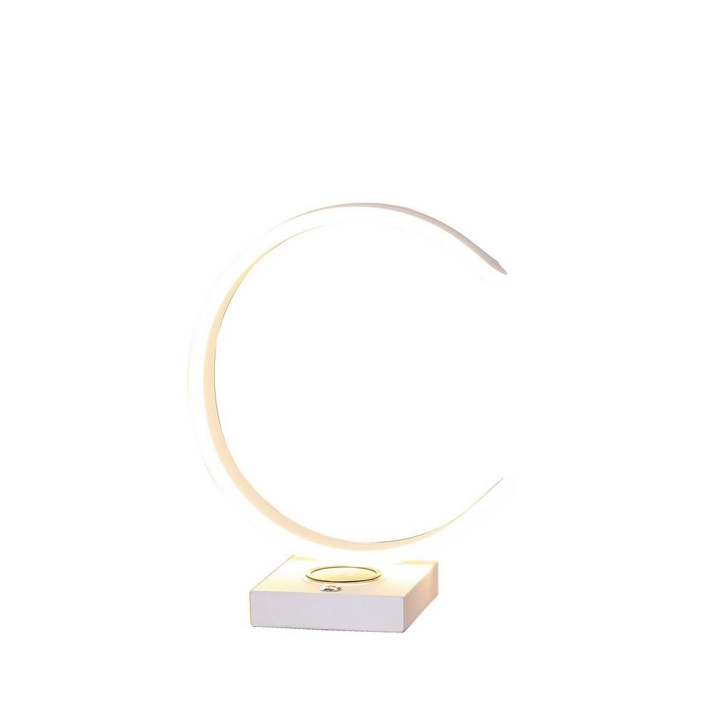 Metal C Shaped Table Lamp with USB Plugin, White