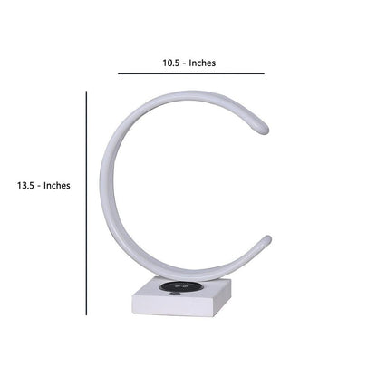 Metal C Shaped Table Lamp with USB Plugin, White