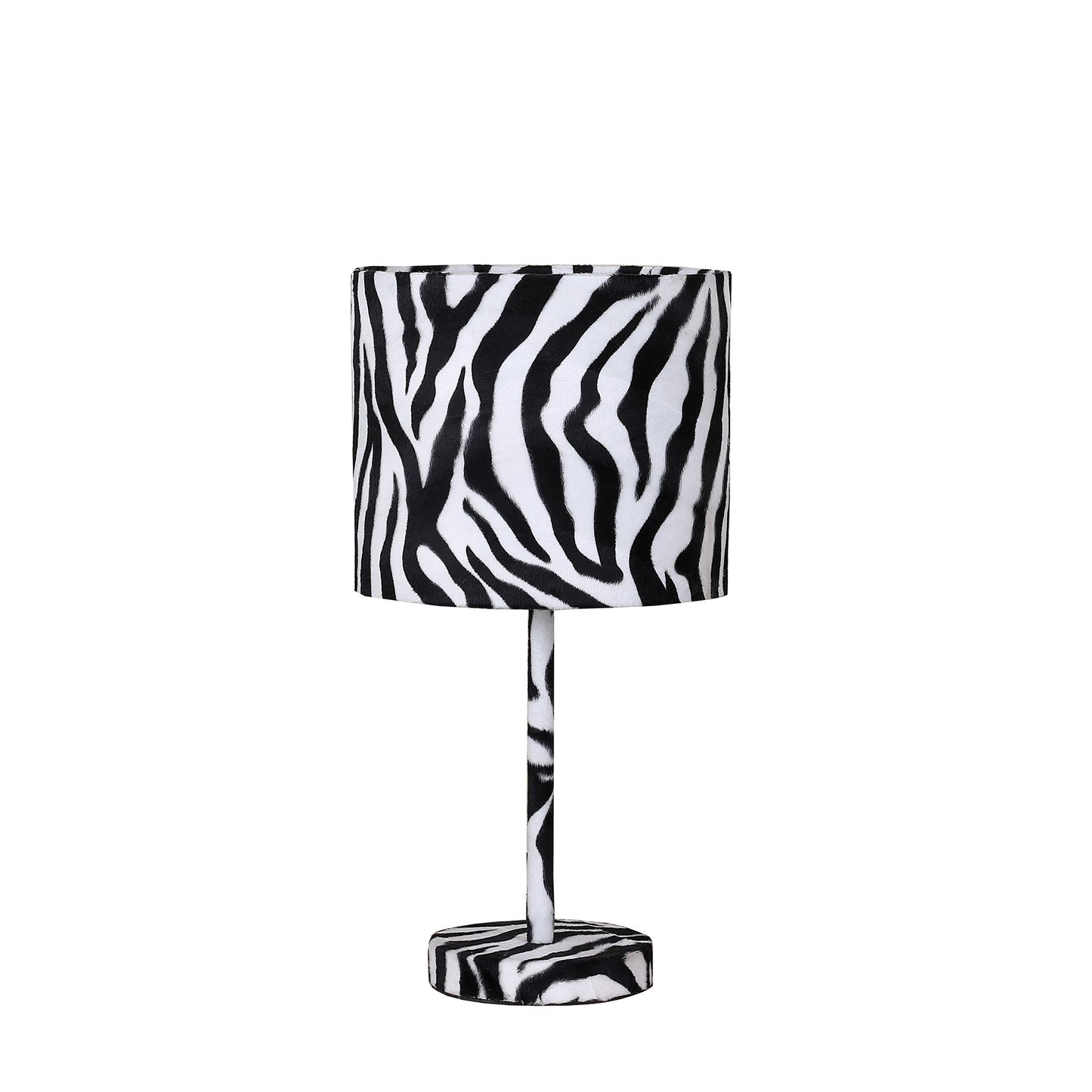 Fabric Wrapped Table Lamp with Animal Print, White and Black — Chic Home-Decor