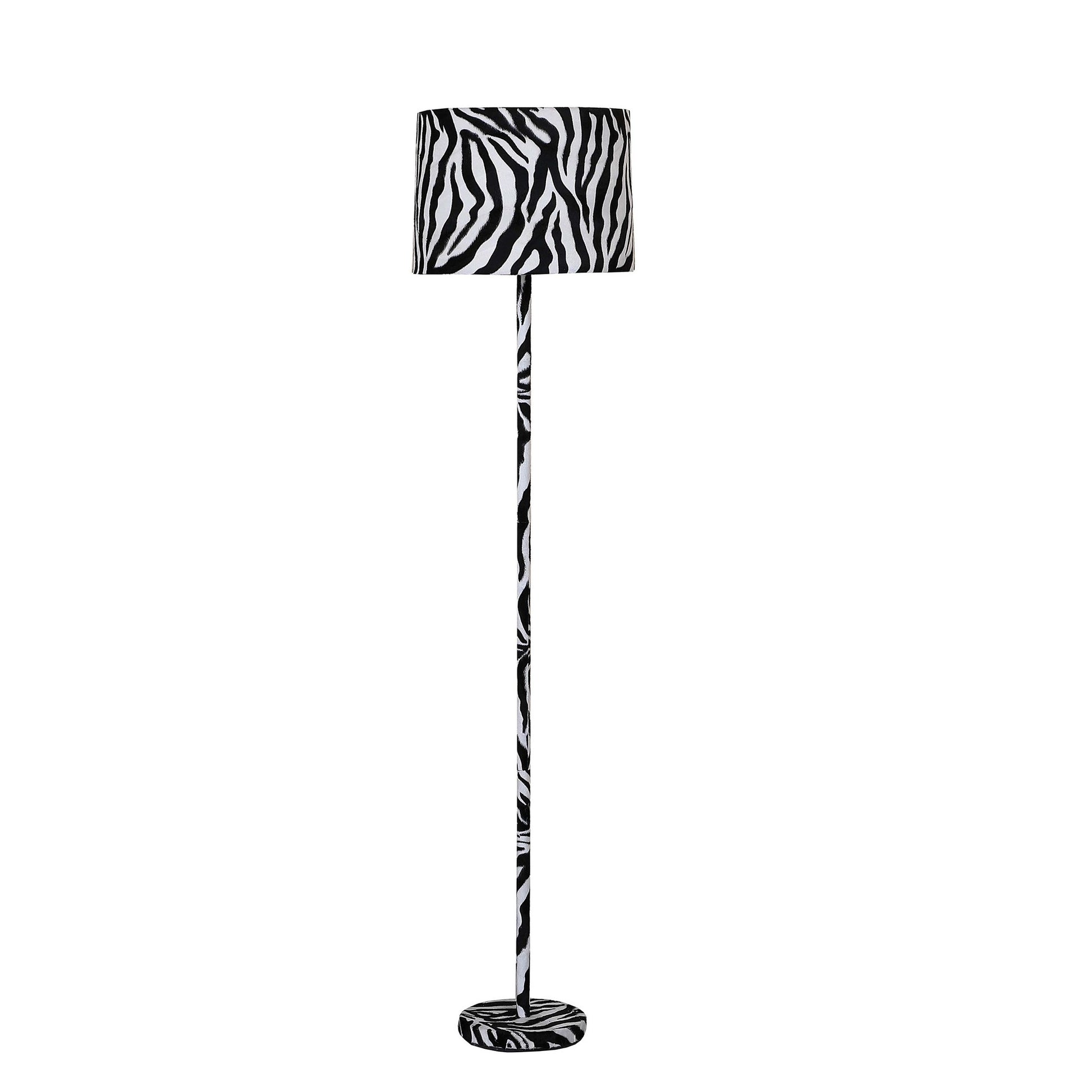 Fabric Wrapped Floor Lamp with Animal Print, White and Black — Chic Home-Decor