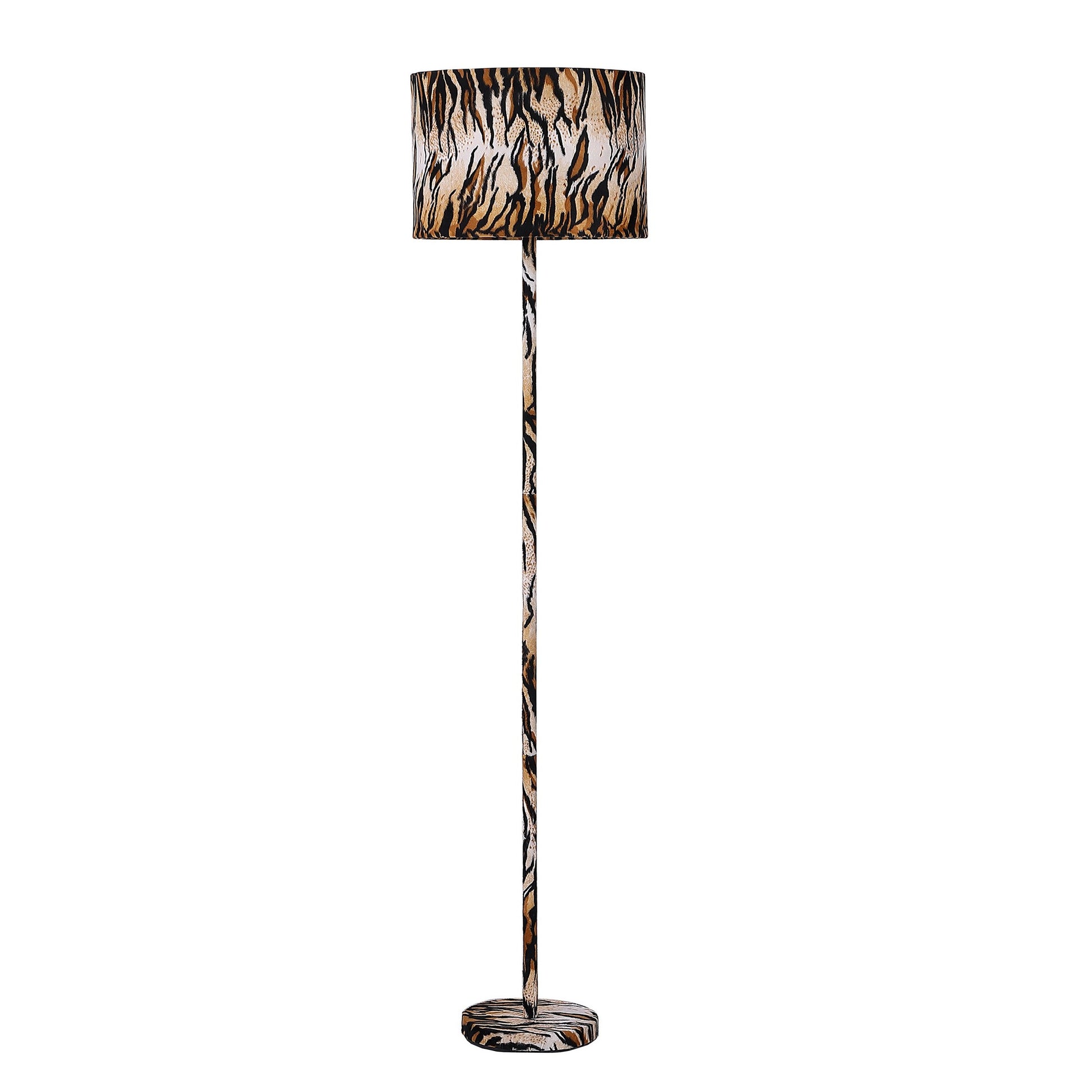 Fabric Wrapped Floor Lamp with Animal Print, Yellow and Black — Chic Home-Decor