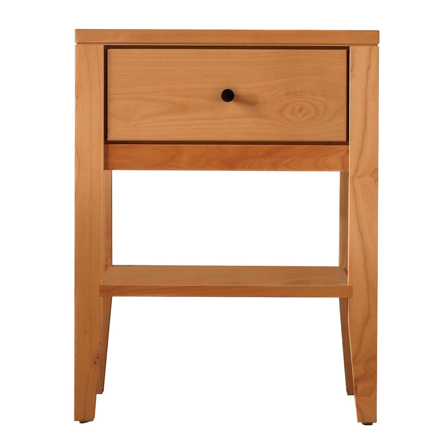 Mid Century Modern Wooden 1 Drawer Nightstand with Shelf, Light Oak Brown — Chic Home-Decor